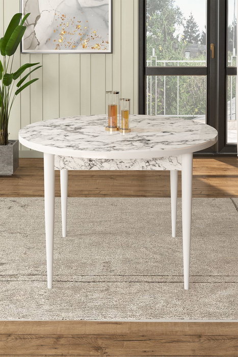 Hanah Home Mesa de Comedor Rox Mármol Blanco